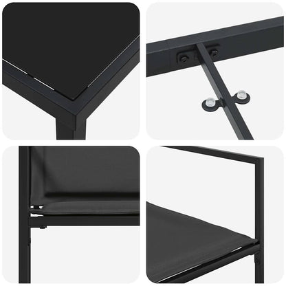 Set da Pranzo per Giardino 5 pcs Nero Textilene e acciaio