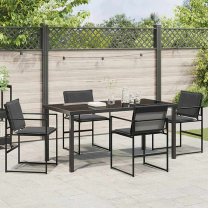 Set da Pranzo per Giardino 5 pcs Nero Textilene e acciaio