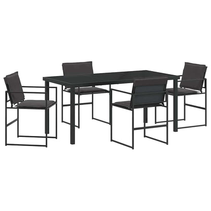 Set da Pranzo per Giardino 5 pcs Nero Textilene e acciaio