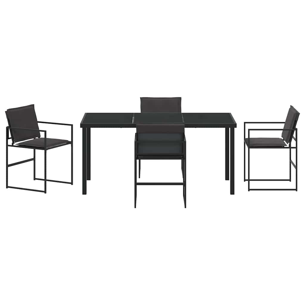 Set da Pranzo per Giardino 5 pcs Nero Textilene e acciaio