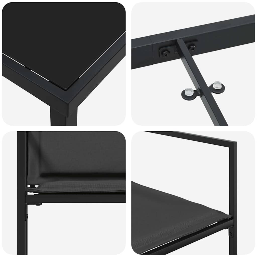 Set da Pranzo per Giardino 9 pcs Nero 200 x 80 x 73 cm | homemem39