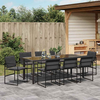 Set da Pranzo per Giardino 9 pz Nero Textilene e Acciaio