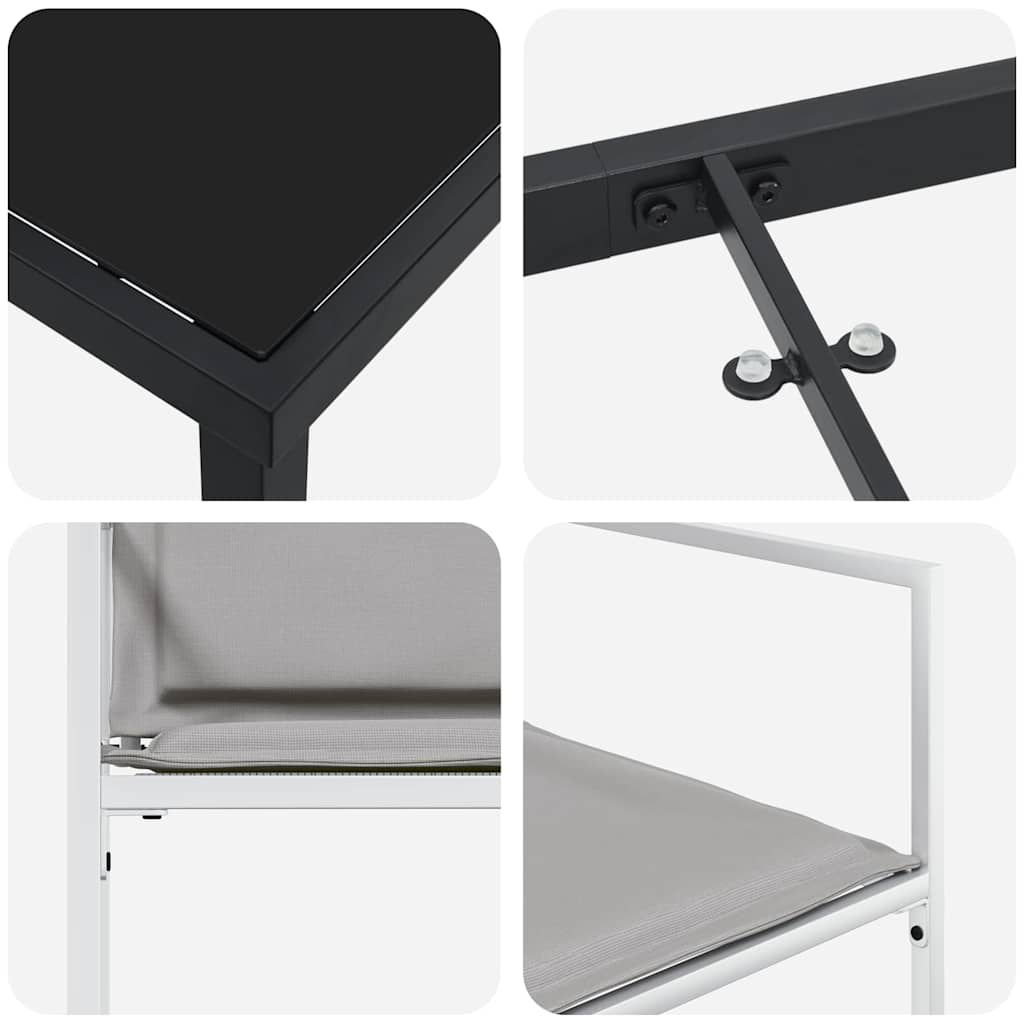 Set da Pranzo per Giardino 5 pcs Bianco Textilene e acciaio