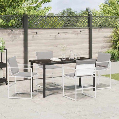 Set da Pranzo per Giardino 5 pcs Bianco Textilene e acciaio