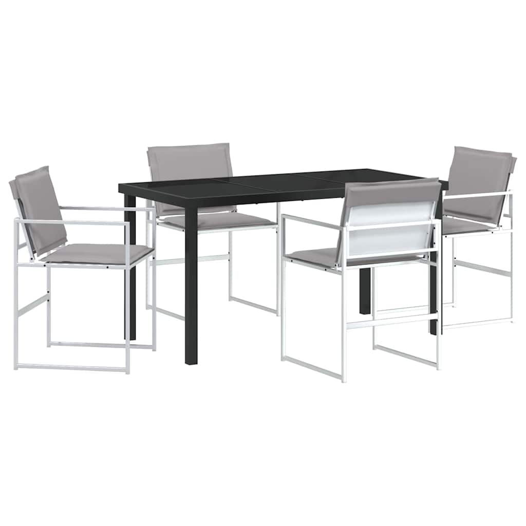 Set da Pranzo per Giardino 5 pcs Bianco Textilene e acciaio