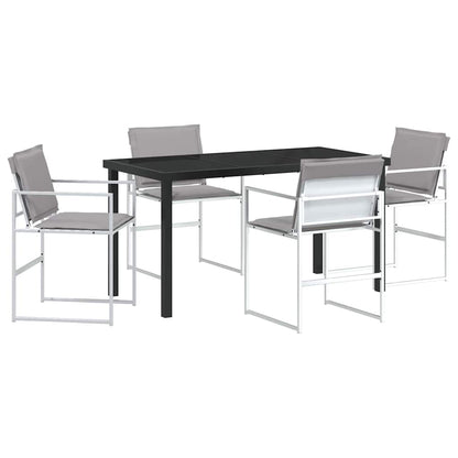 Set da Pranzo per Giardino 5 pcs Bianco Textilene e acciaio