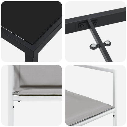 Set da Pranzo per Giardino 5 pcs Bianco Textilene e acciaio