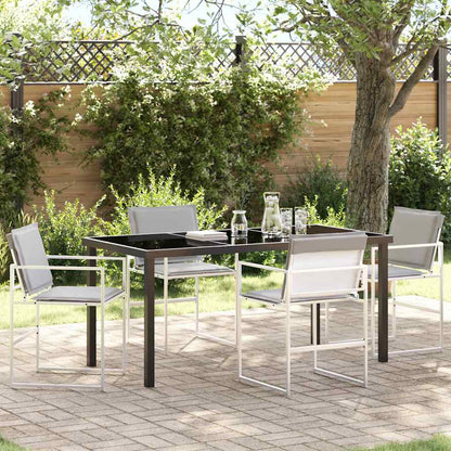 Set da Pranzo per Giardino 5 pcs Bianco Textilene e acciaio