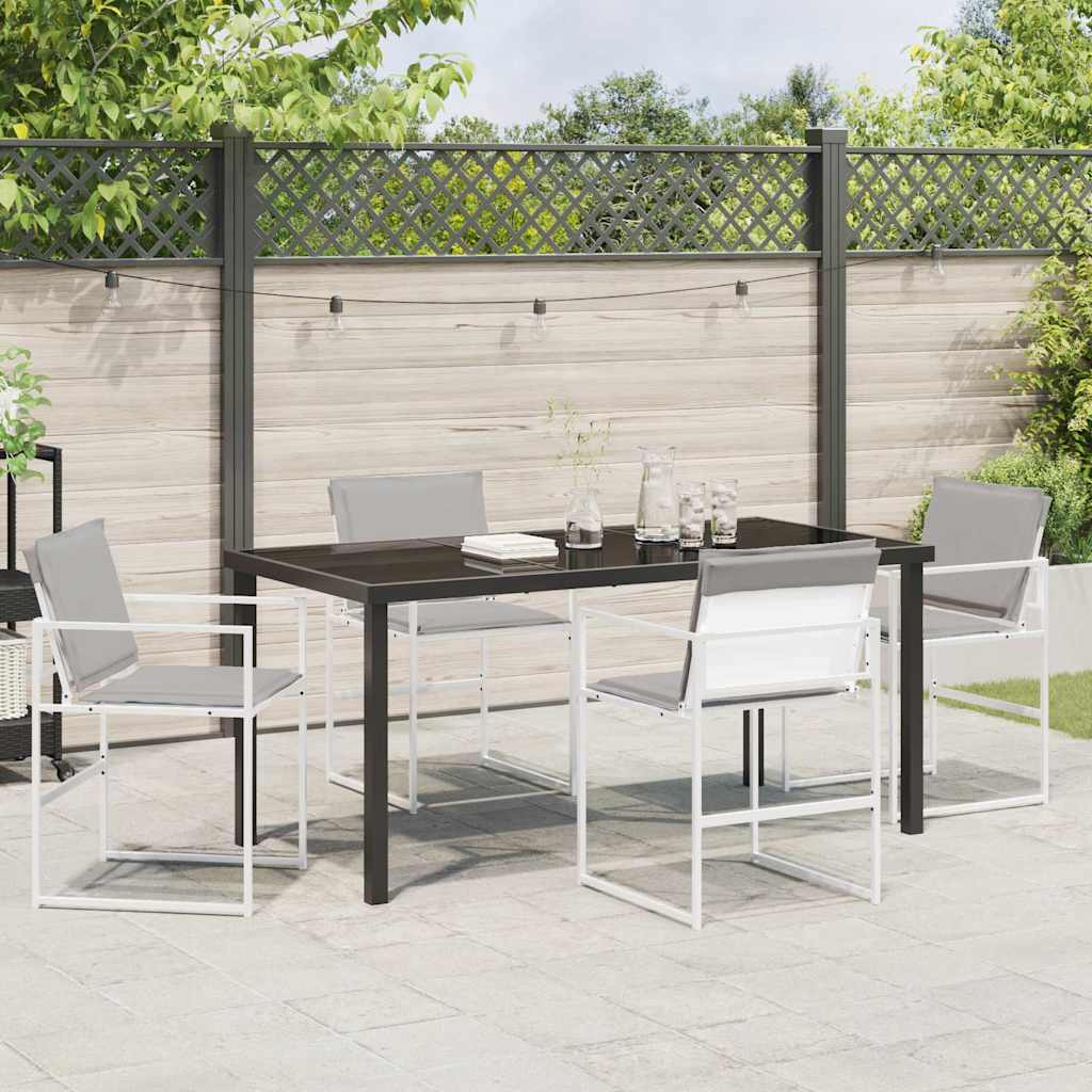 Set da Pranzo per Giardino 5 pcs Bianco Textilene e acciaio