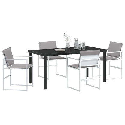 Set da Pranzo per Giardino 5 pcs Bianco Textilene e acciaio