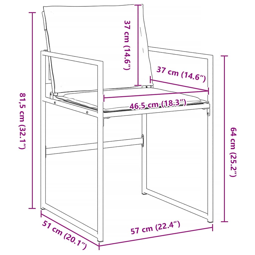 Set da Pranzo per Giardino 5 pcs Bianco Textilene e acciaio