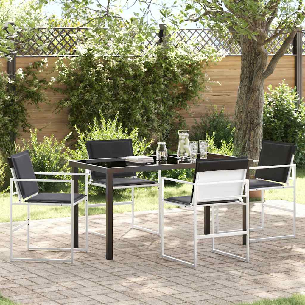 Set da Pranzo per Giardino 5 pcs Bianco Textilene e acciaio