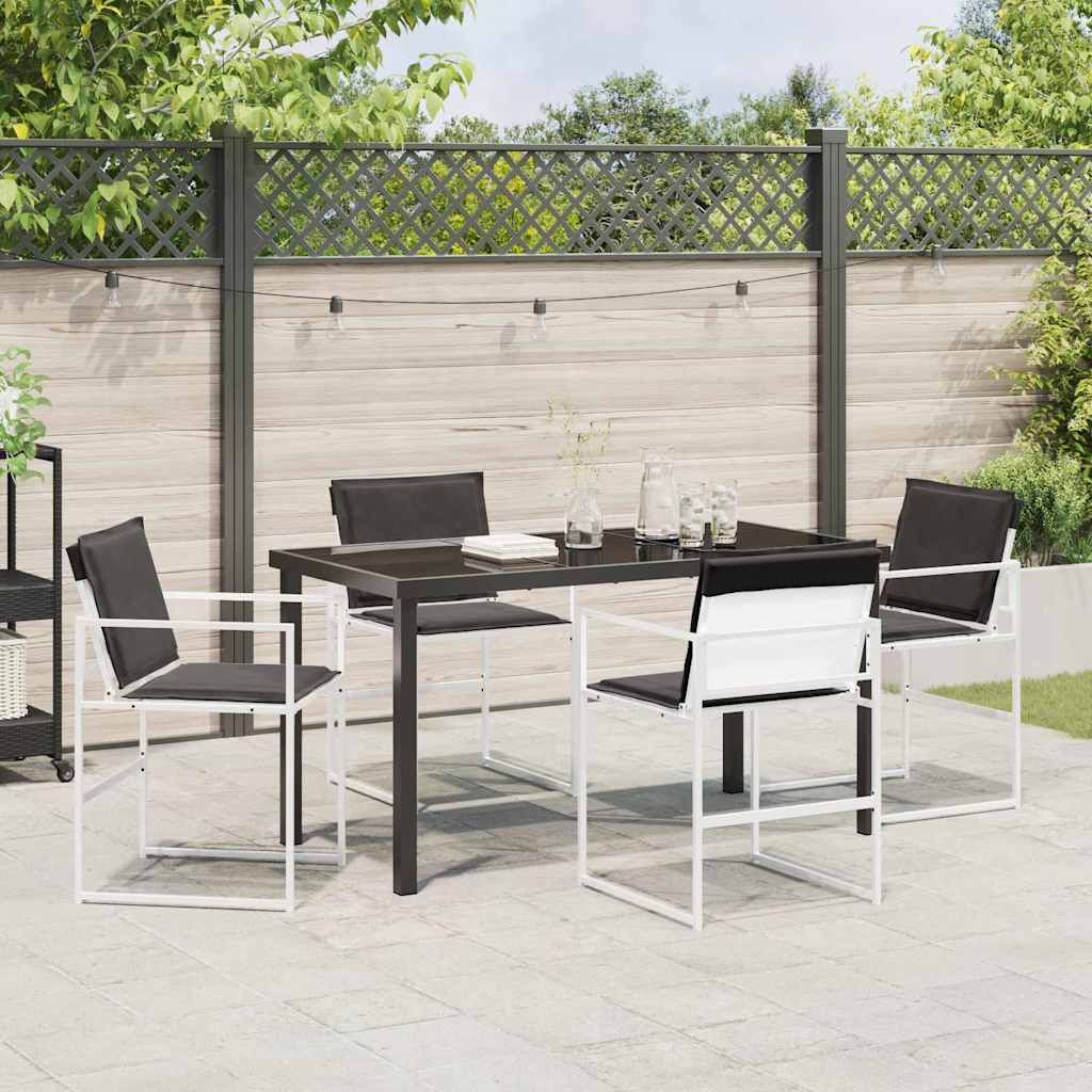 Set da Pranzo per Giardino 5 pcs Bianco Textilene e acciaio