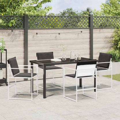 Set da Pranzo per Giardino 5 pcs Bianco Textilene e acciaio