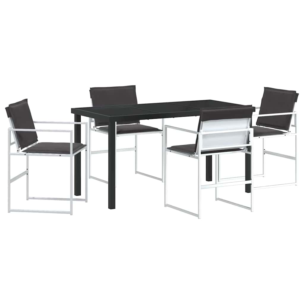 Set da Pranzo per Giardino 5 pcs Bianco Textilene e acciaio