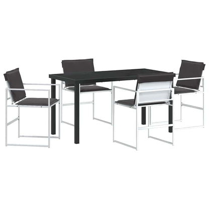 Set da Pranzo per Giardino 5 pcs Bianco Textilene e acciaio