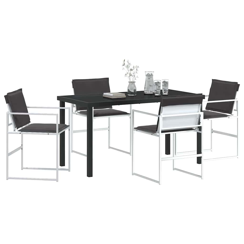Set da Pranzo per Giardino 5 pcs Bianco Textilene e acciaio