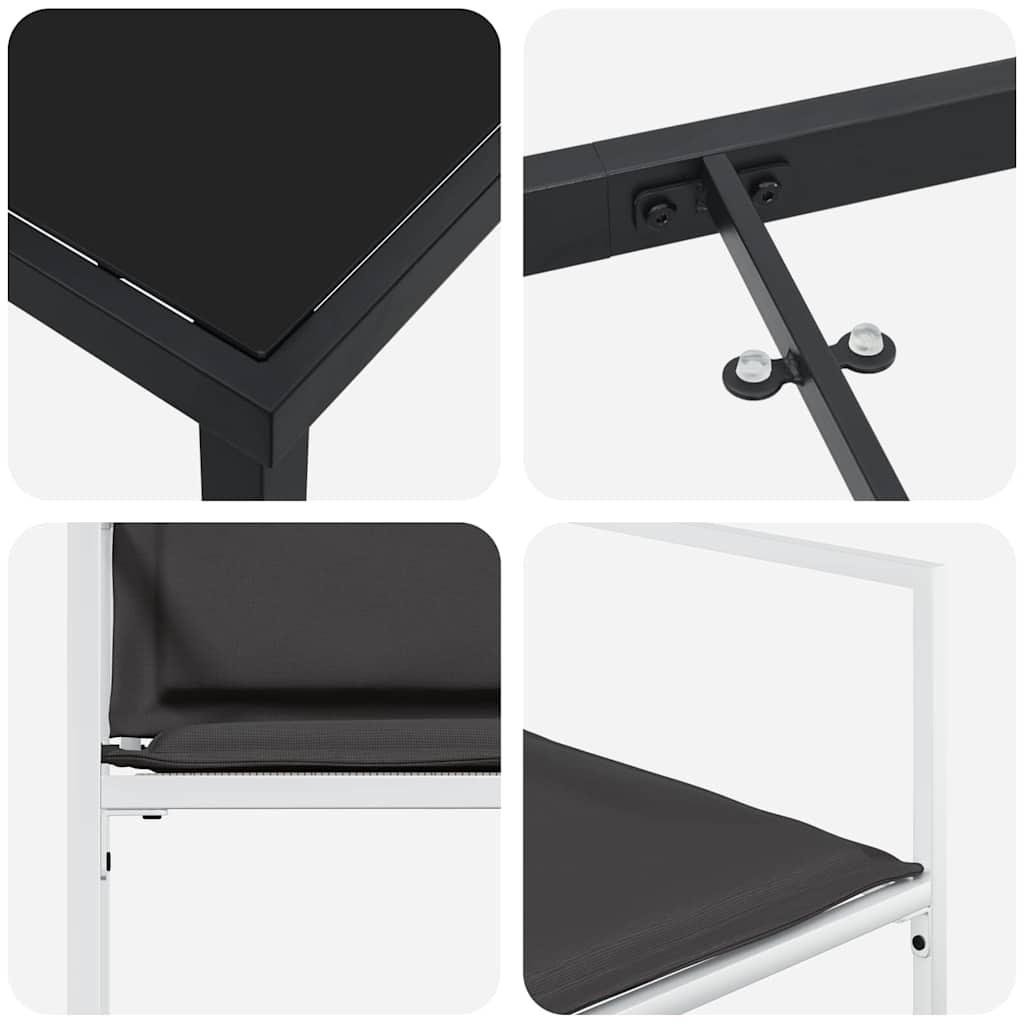 Set da Pranzo per Giardino 5 pcs Bianco Textilene e acciaio