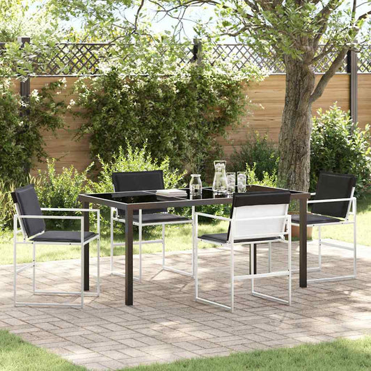 Set da Pranzo per Giardino 5 pcs Bianco Textilene e acciaio