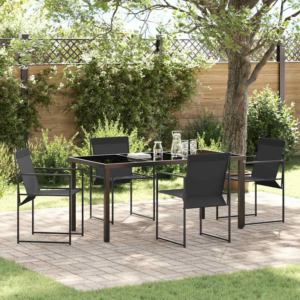 Set da Pranzo per Giardino 5 pcs Nero - homemem39