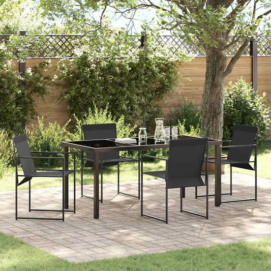 Set da Pranzo per Giardino 5 pcs Nero - homemem39