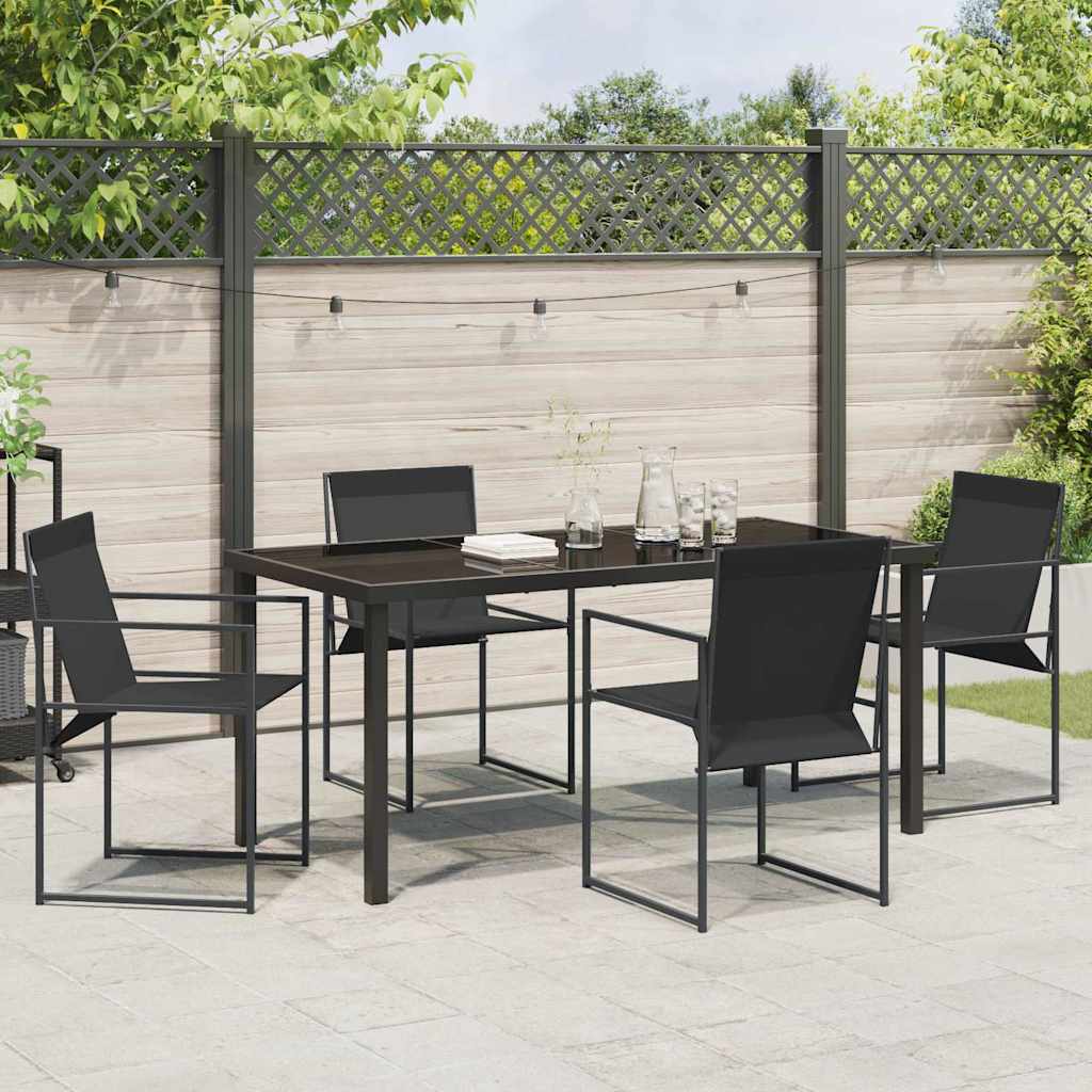Set da Pranzo per Giardino 5 pcs Nero - homemem39