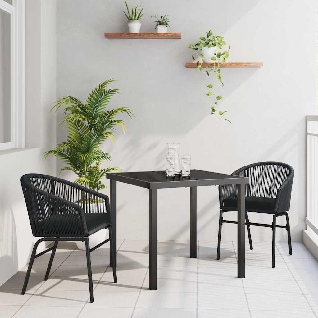 Set da Pranzo per Giardino 3 pcs Nero Poly Rattan - homemem39