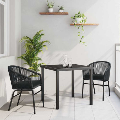 Set da Pranzo per Giardino 3 pcs Nero Poly Rattan - homemem39