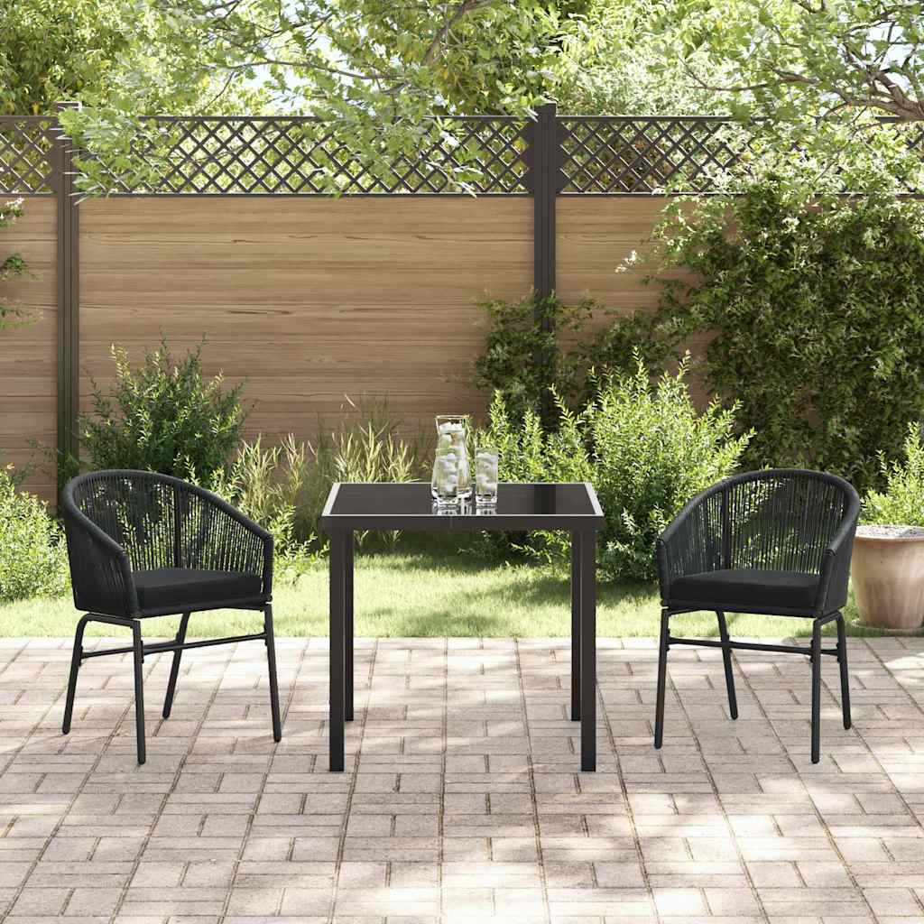 Set da Pranzo per Giardino 3 pcs Nero Poly Rattan - homemem39