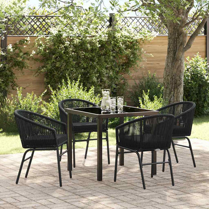 Set da Pranzo per Giardino 5 pcs Nero Poly Rattan - homemem39