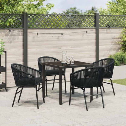 Set da Pranzo per Giardino 5 pcs Nero Poly Rattan - homemem39