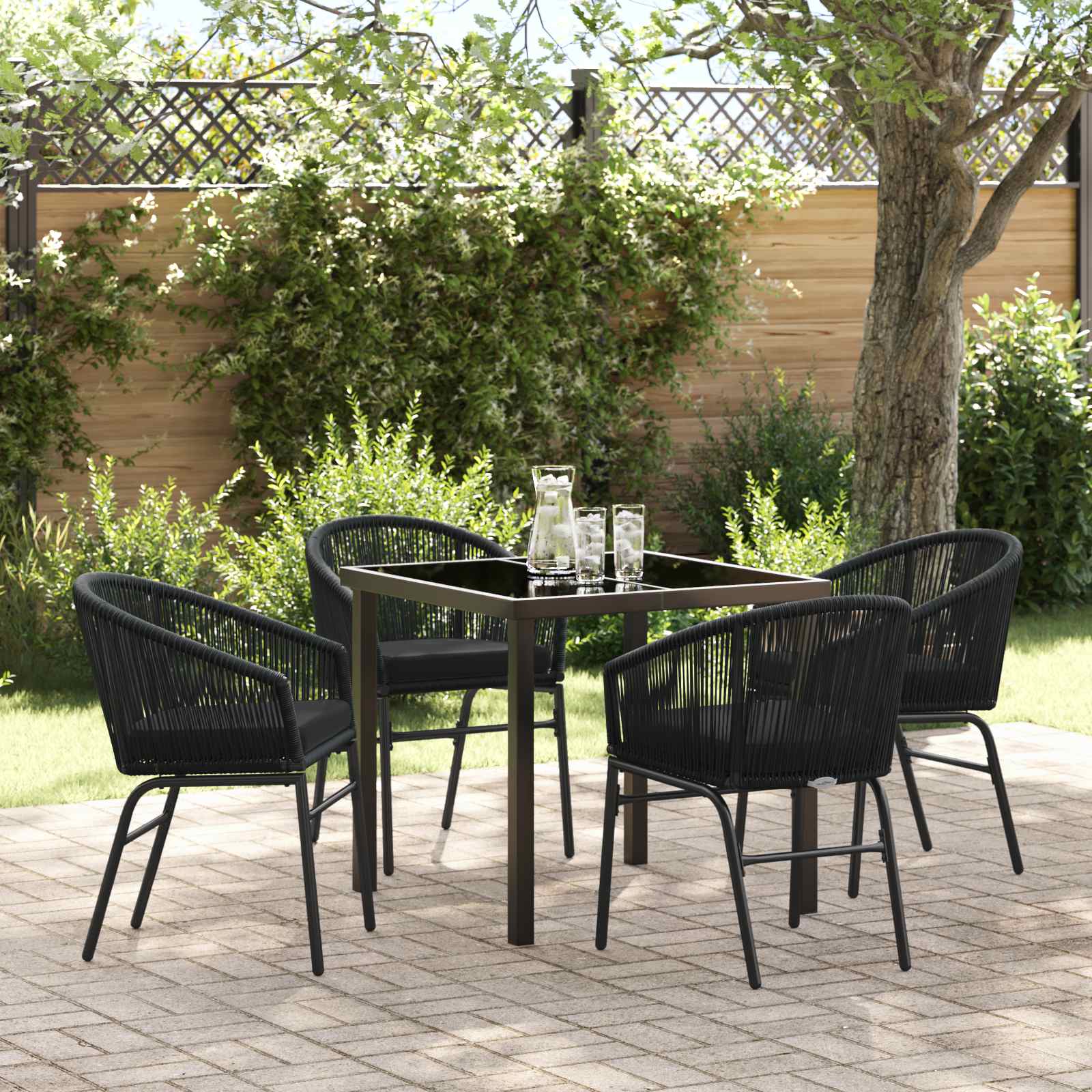 Set da Pranzo per Giardino 5 pcs Nero | homemem39