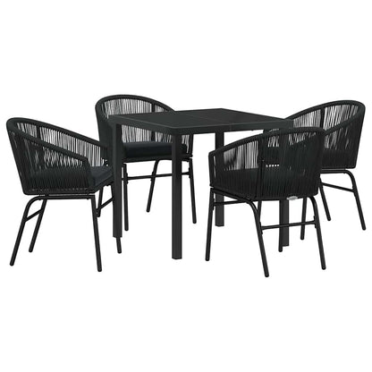 Set da Pranzo per Giardino 5 pcs Nero Poly Rattan - homemem39