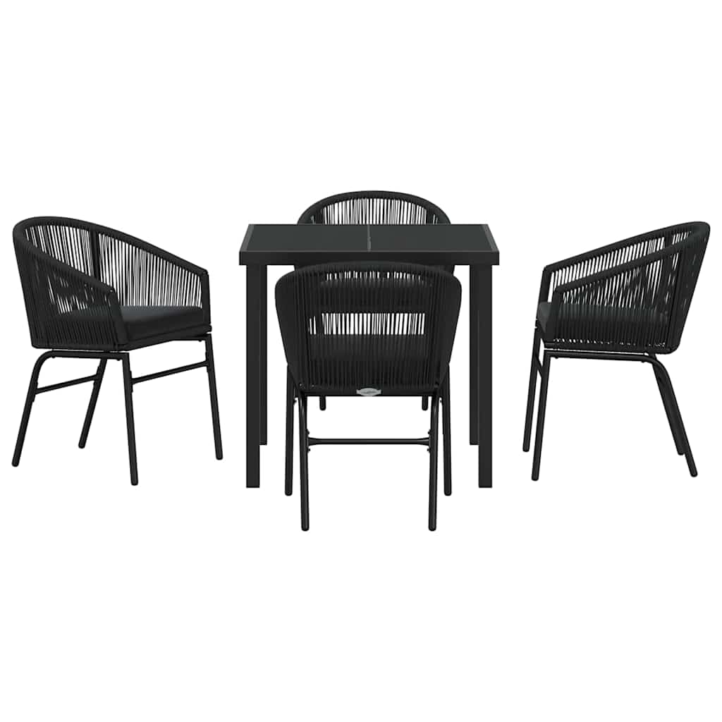 Set da Pranzo per Giardino 5 pcs Nero Poly Rattan - homemem39