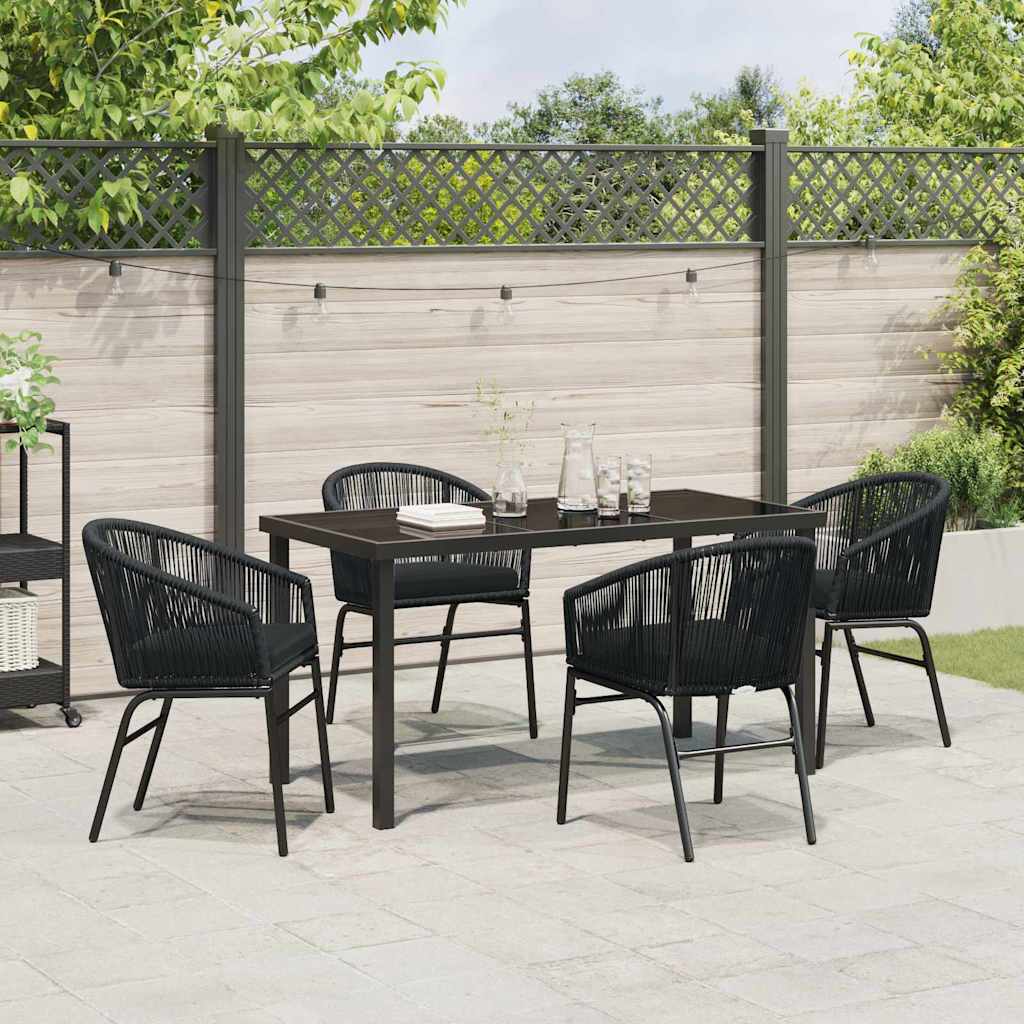 Set da Pranzo per Giardino 5 pcs Nero Poly Rattan - homemem39
