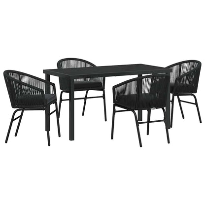 Set da Pranzo per Giardino 5 pcs Nero Poly Rattan - homemem39