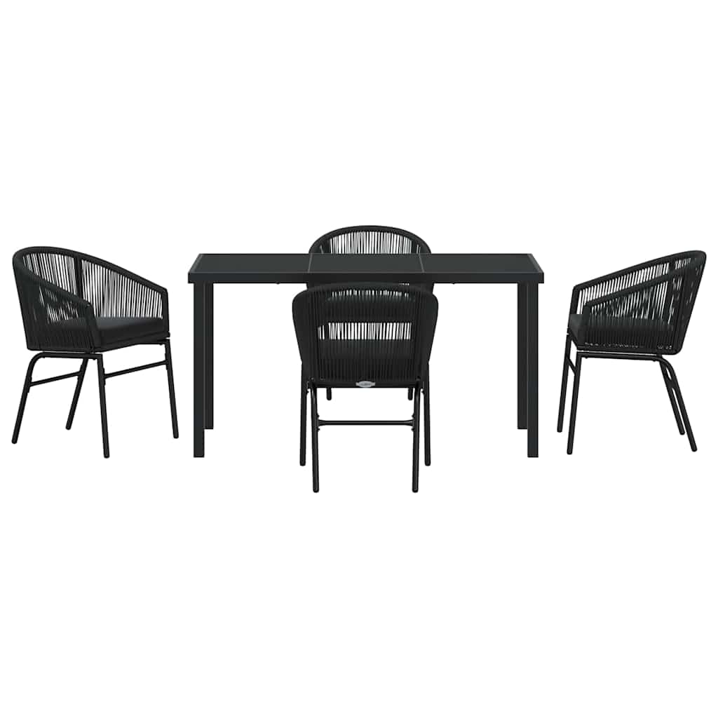 Set da Pranzo per Giardino 5 pcs Nero Poly Rattan - homemem39