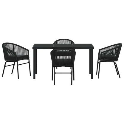 Set da Pranzo per Giardino 5 pcs Nero Poly Rattan - homemem39