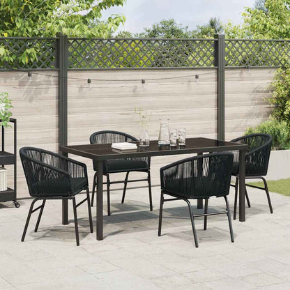 Set da Pranzo per Giardino 5 pcs Nero Poly Rattan - homemem39