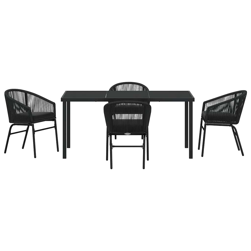 Set da Pranzo per Giardino 5 pcs Nero Poly Rattan - homemem39