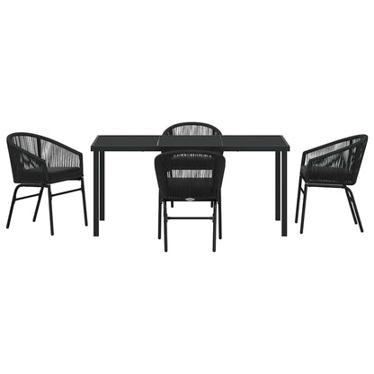 Set da Pranzo per Giardino 5 pcs Nero Poly Rattan - homemem39