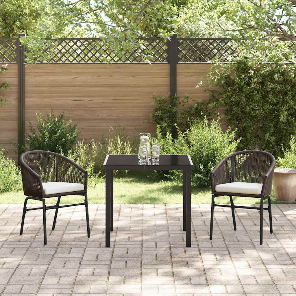 Set da Pranzo per Giardino 3 pcs Marrone Poly Rattan - homemem39