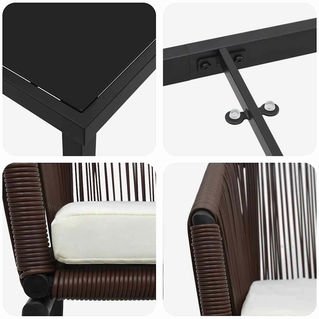 Set da Pranzo per Giardino 5 pcs Marrone Poly Rattan - homemem39