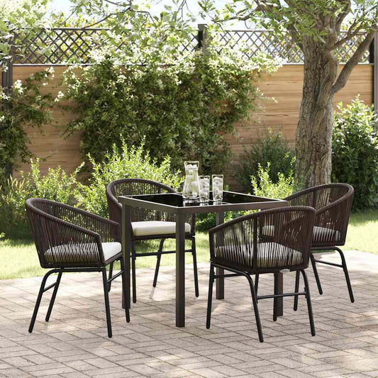 Set da Pranzo per Giardino 5 pcs Marrone Poly Rattan - homemem39