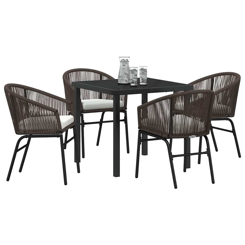 Set da Pranzo per Giardino 5 pcs Marrone Poly Rattan - homemem39