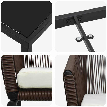 Set da Pranzo per Giardino 5 pcs Marrone Poly Rattan - homemem39