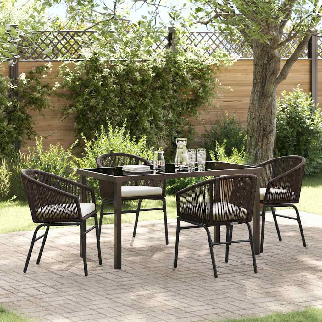 Set da Pranzo per Giardino 5 pcs Marrone Poly Rattan - homemem39