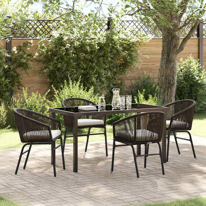 Set da Pranzo per Giardino 5 pcs Marrone Poly Rattan - homemem39