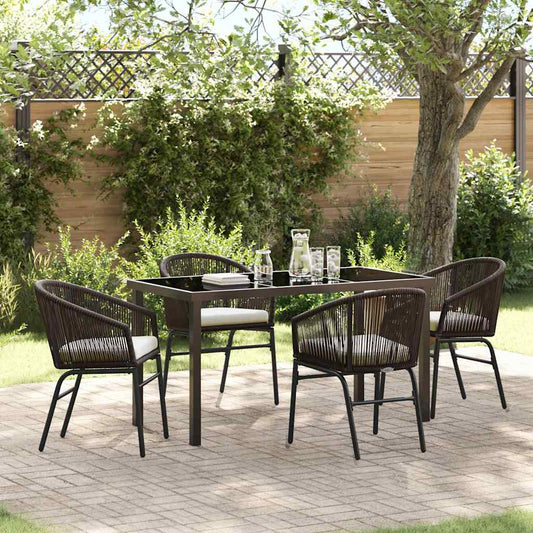 Set da Pranzo per Giardino 5 pcs Marrone Poly Rattan - homemem39