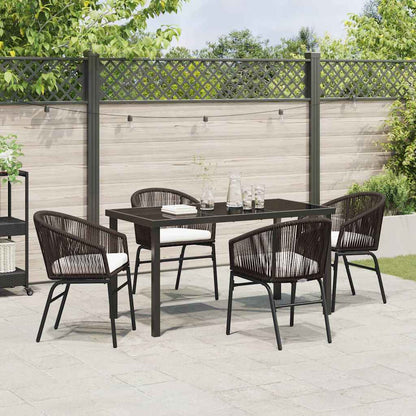 Set da Pranzo per Giardino 5 pcs Marrone Poly Rattan - homemem39